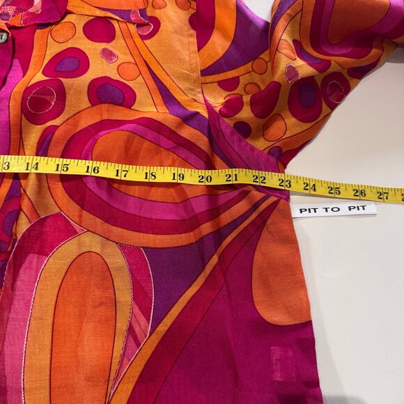 Choices Women Fuschia Magenta Blouse Button Up Artsy Summer Resortwear size 1X - Picture 4 of 9